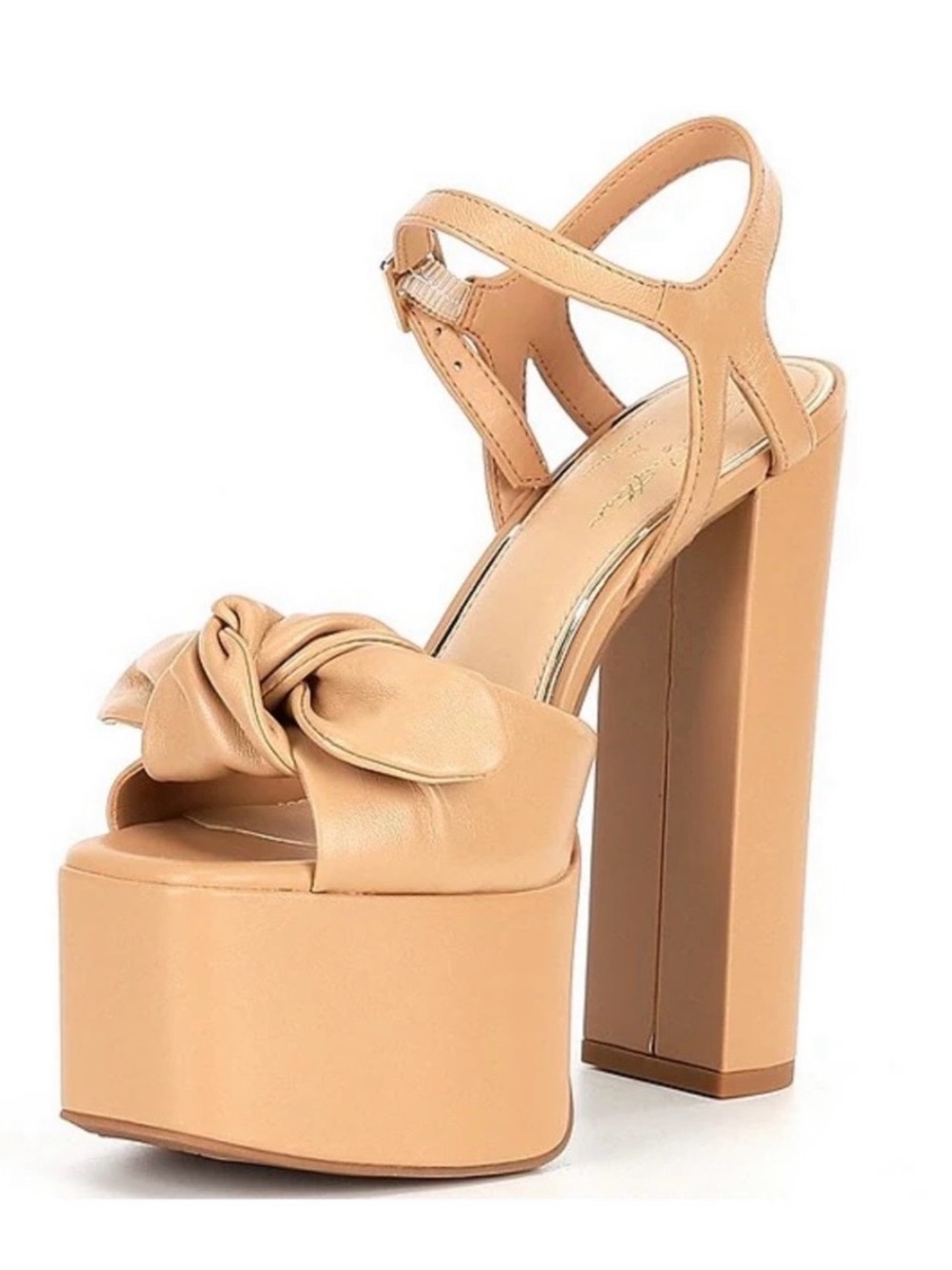 Gianni Bini Tan Knot Platform Sandal with Ankle Strap